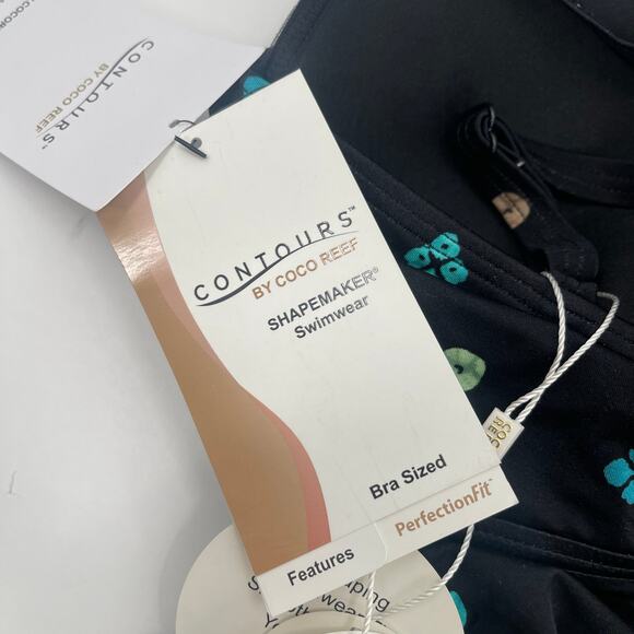 CONTOURS BY COCO REEF Tankini Top Size 10/34D NWT Black Underwire Shapemaker - Picture 8 of 16